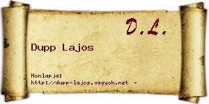 Dupp Lajos névjegykártya